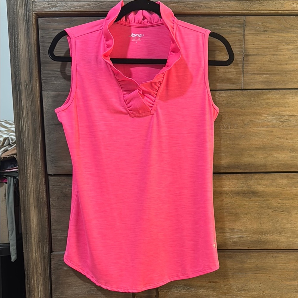 Jofit Pink Ruffled Polo Tank Top